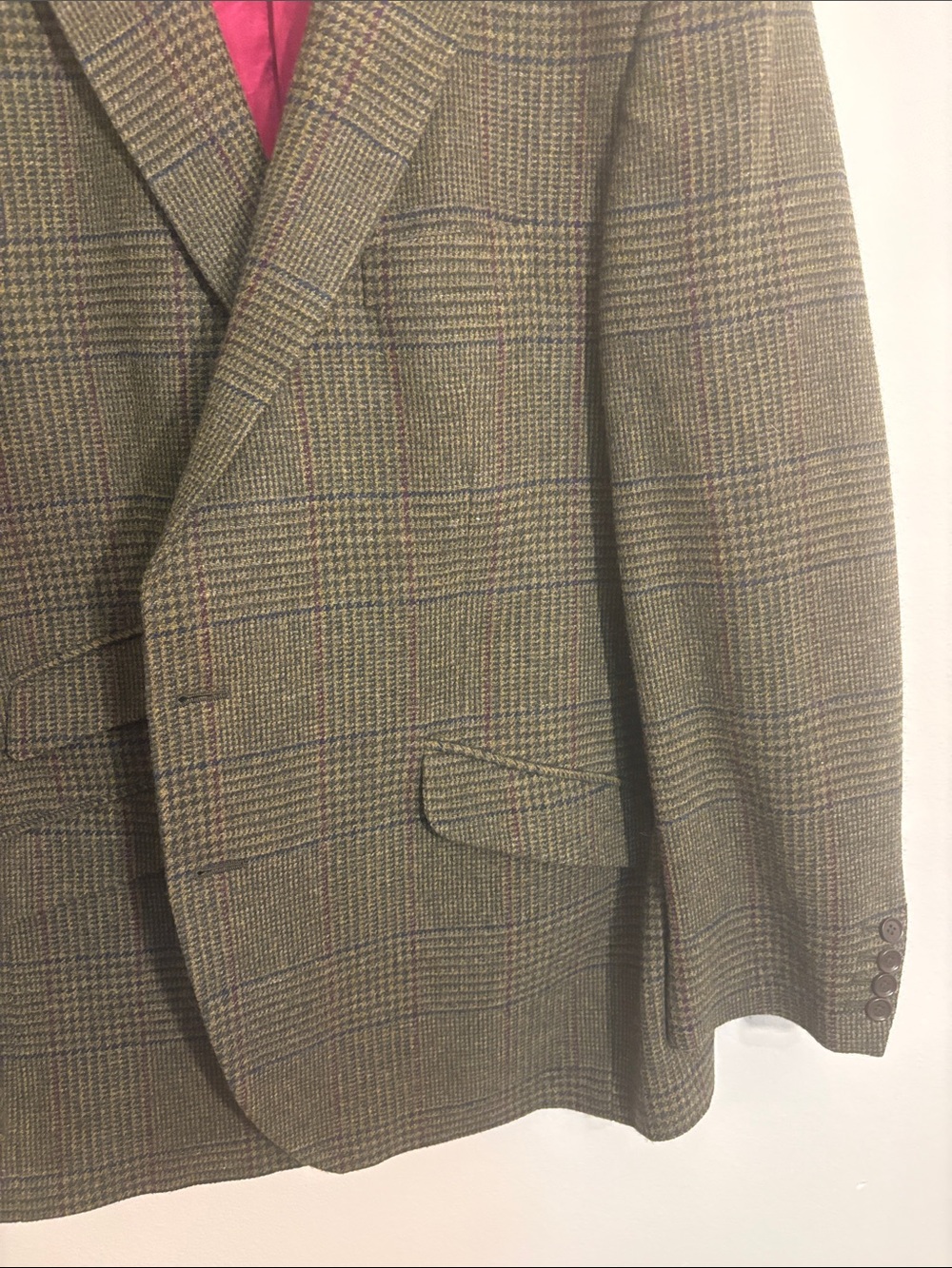 Charles Tyrwhitt Brown Glen Plaid Sport Coat with Pink Lining - Picture 9 of 13